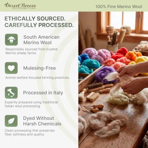 Desert Breeze Distributing Merino Wool Roving 1 oz | Fine Needle Felting & Spinning thumbnail 5