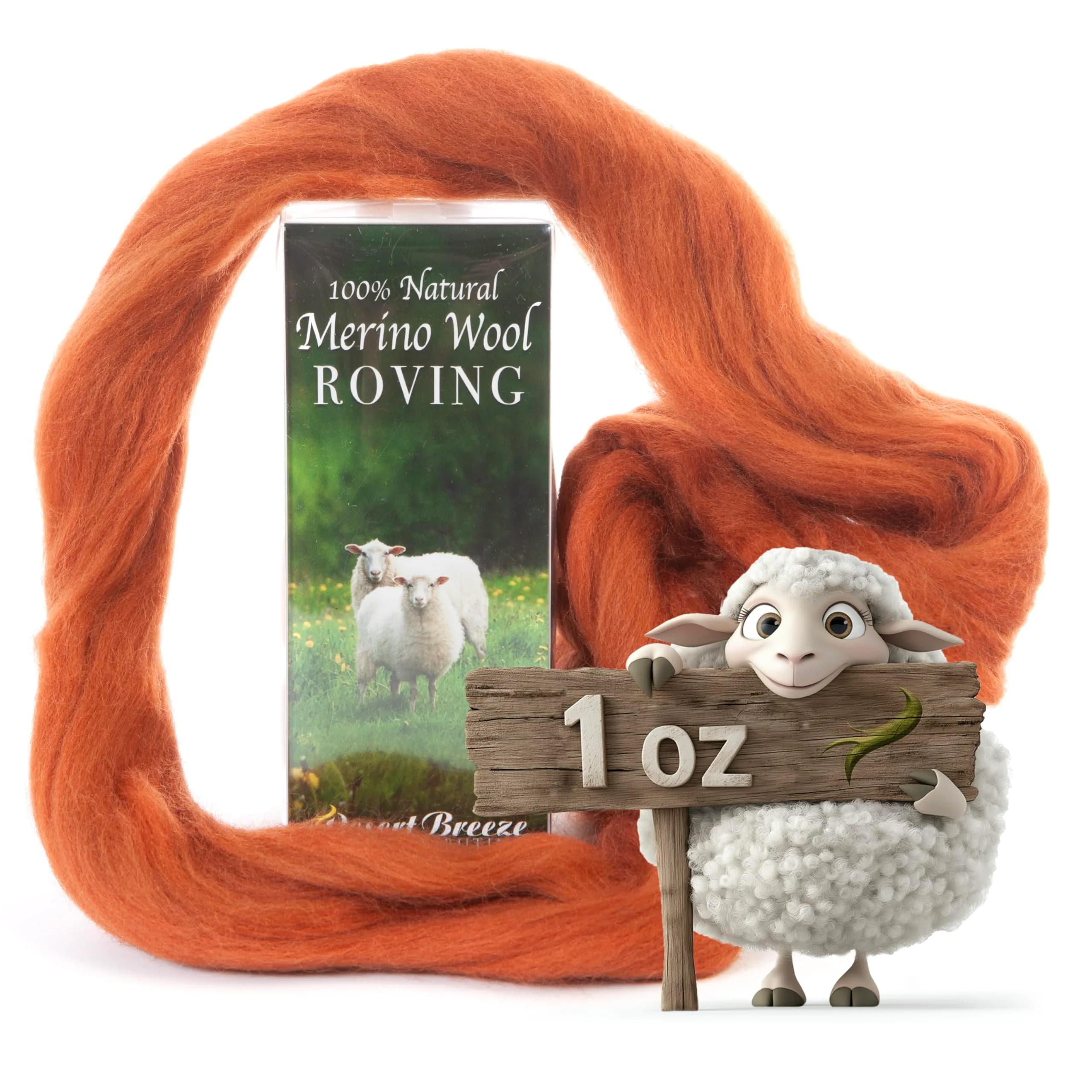 Desert Breeze Distributing Merino Wool Roving 1 oz | Fine Needle Felting & Spinning — Nutmeg