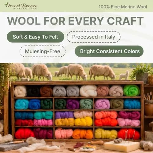 Desert Breeze Distributing Merino Wool Roving 1 oz Nutmeg | Fine European-Processed Wool for Felting & Spinning thumbnail 3