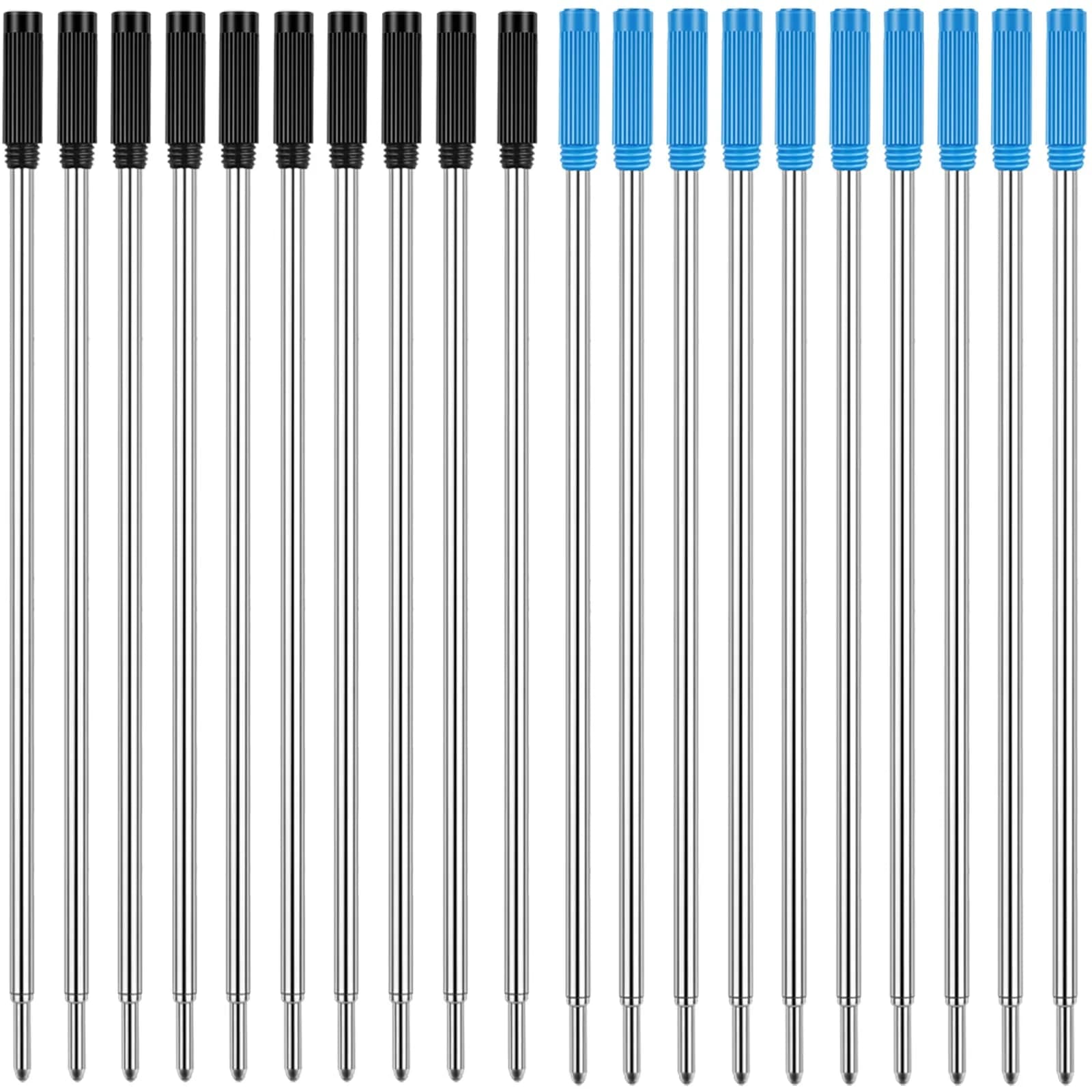 Unibene Cross Compatible Ballpoint Pen Refills 20 Pack, 1.0mm Medium Point - Blue, Smooth German Ink — Black & Blue for Cross