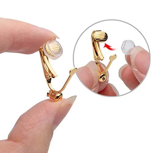 Aylifu Clip-On Earring Converters 12 Pairs (Silver & Gold) | Non-Pierced Earring Backs with Silicone Pads thumbnail 4