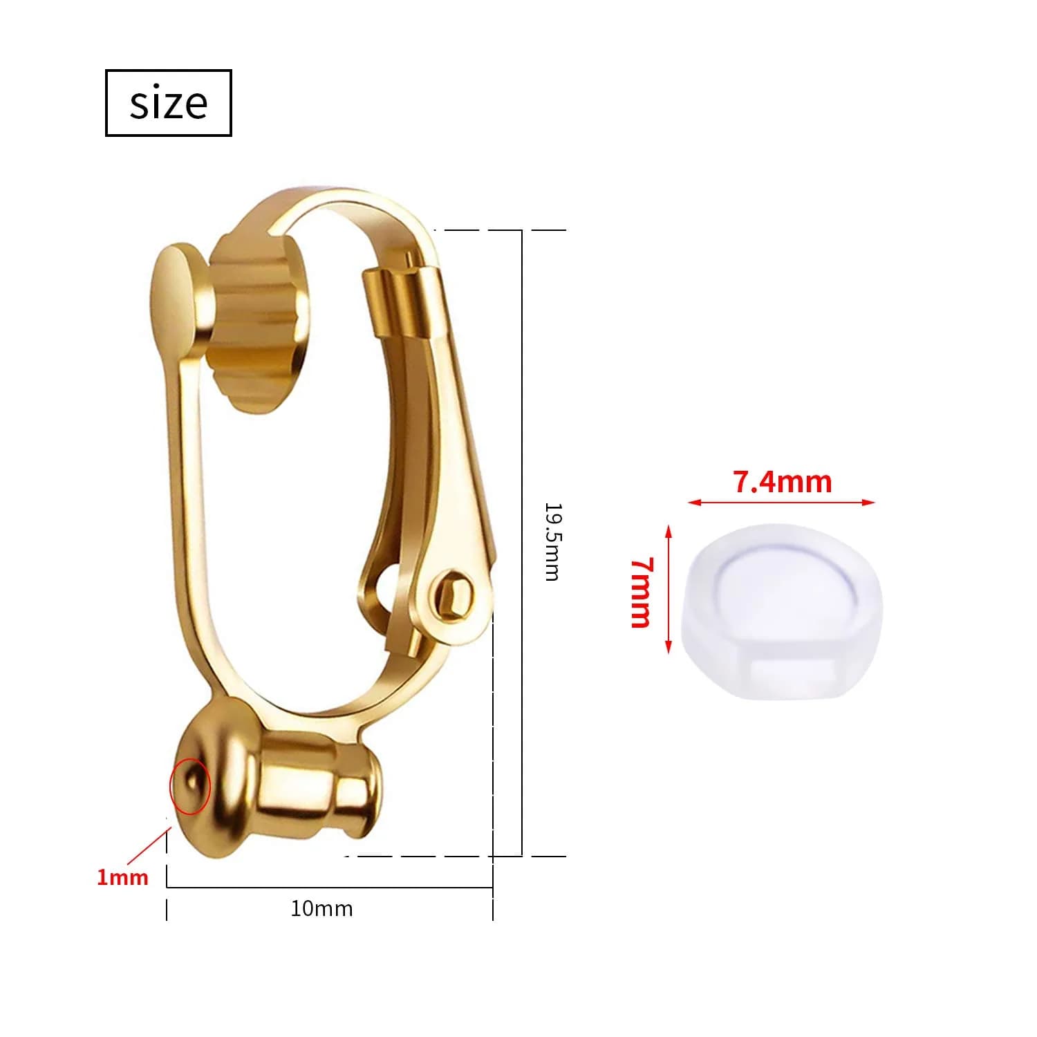 Aylifu Clip-On Earring Converters 12 Pairs (Silver & Gold) | Non-Pierced Earring Backs with Silicone Pads - view 6