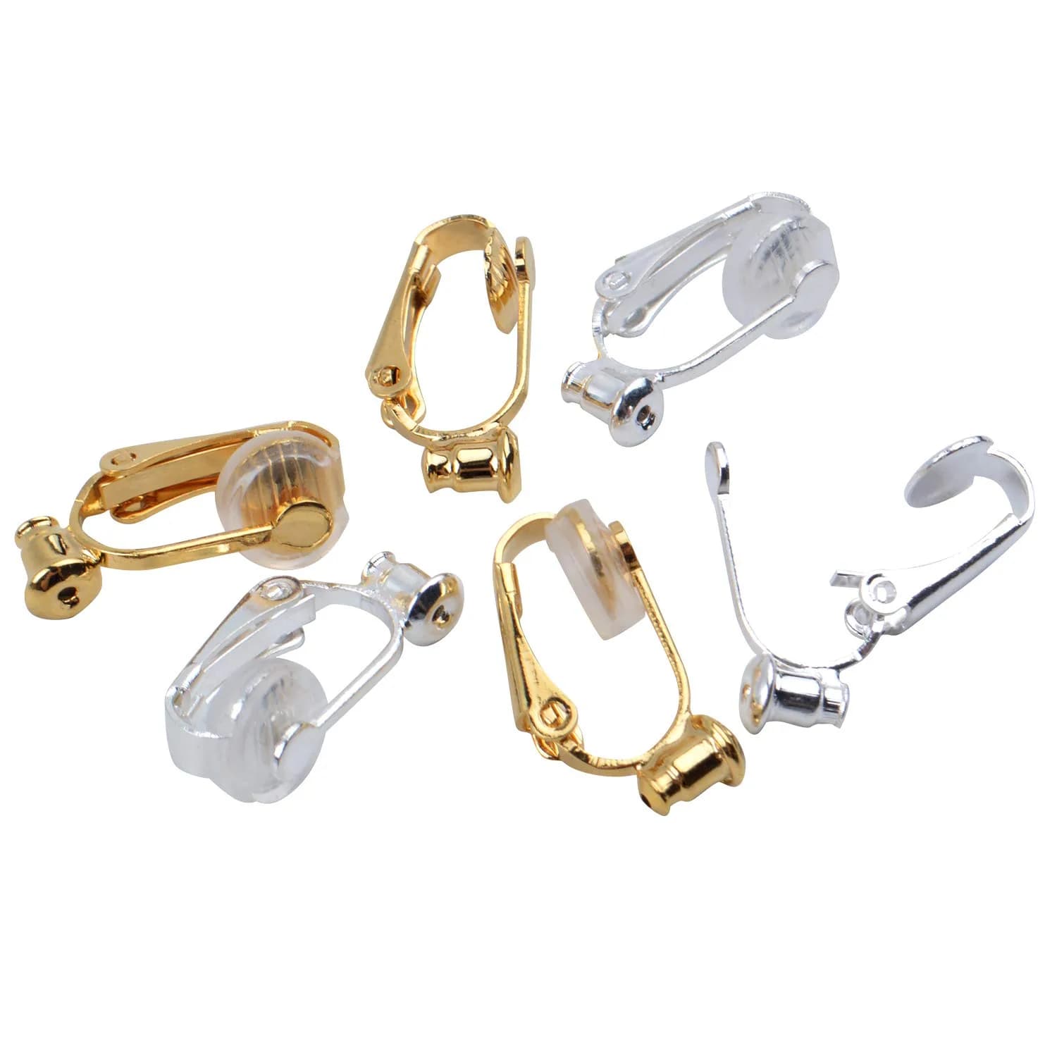 Aylifu Clip-On Earring Converters 12 Pairs (Silver & Gold) | Non-Pierced Earring Backs with Silicone Pads - view 3
