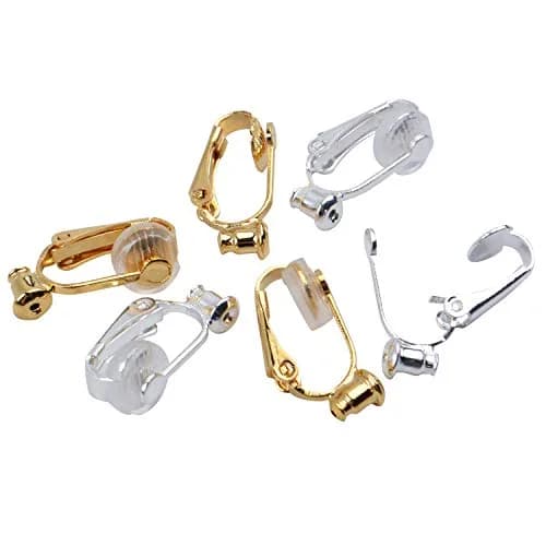 Aylifu Clip-On Earring Converters 12 Pairs (Silver & Gold) | Non-Pierced Earring Backs with Silicone Pads thumbnail 3