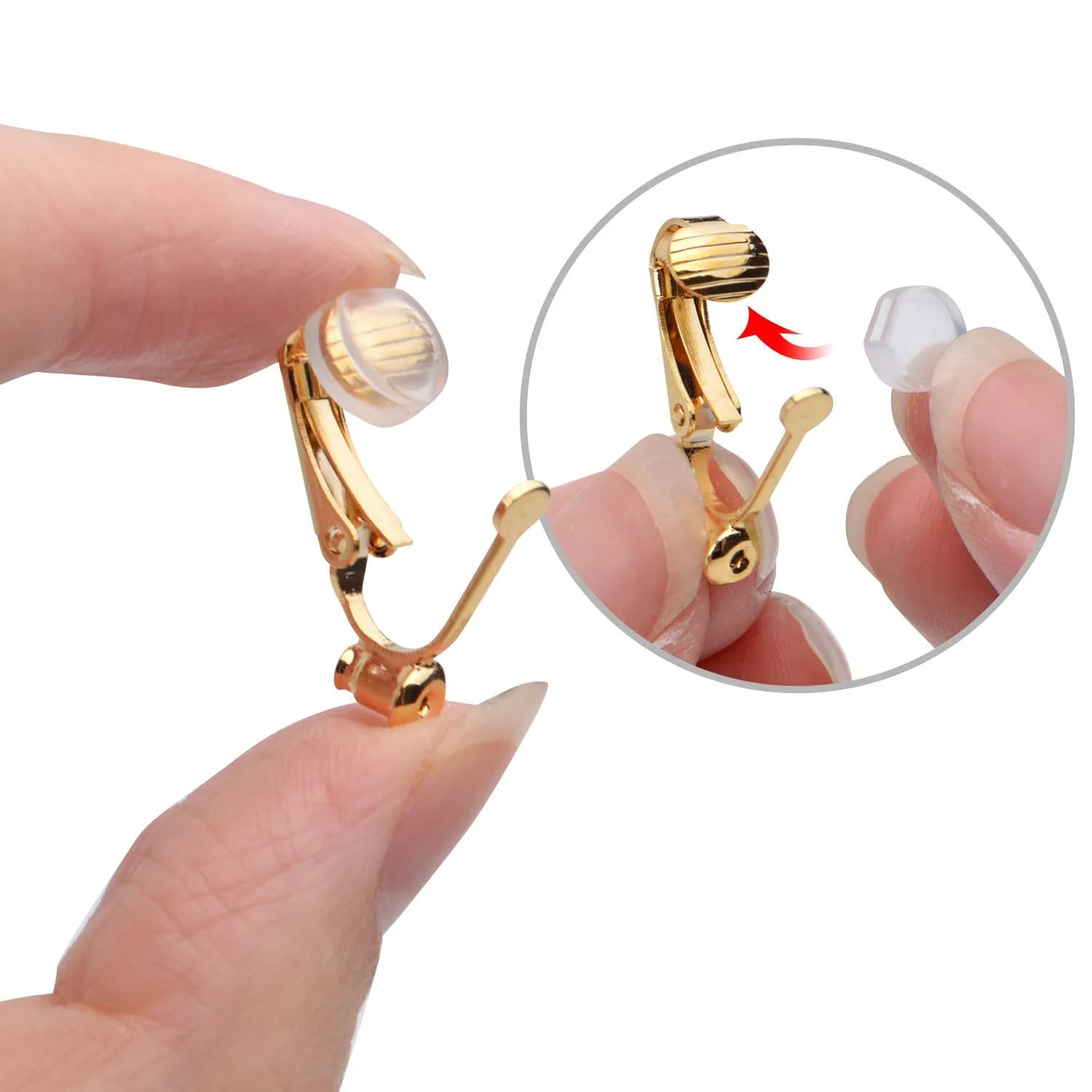 Aylifu Clip-On Earring Converters 12 Pairs (Silver & Gold) | Non-Pierced Earring Backs with Silicone Pads - view 4