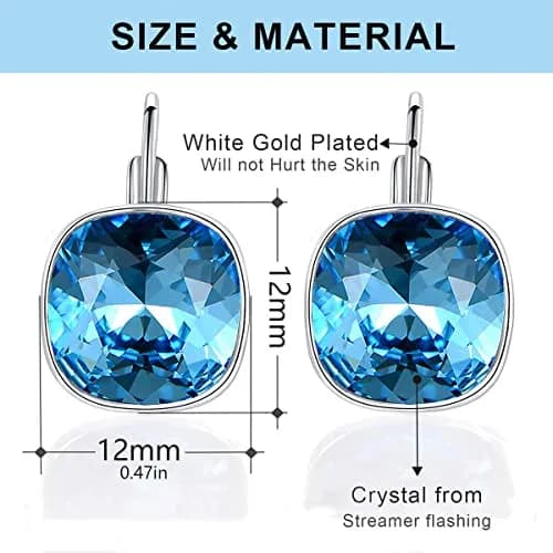 MDFUN Bella Drop Earrings Crystals 14mm (0.55 inch) | Hypoallergenic 18K White Gold Plated thumbnail 4