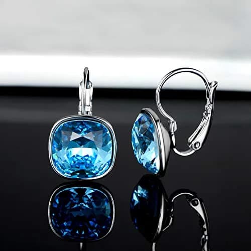 MDFUN Bella Drop Earrings Crystals 14mm (0.55 inch) | Hypoallergenic 18K White Gold Plated thumbnail 5