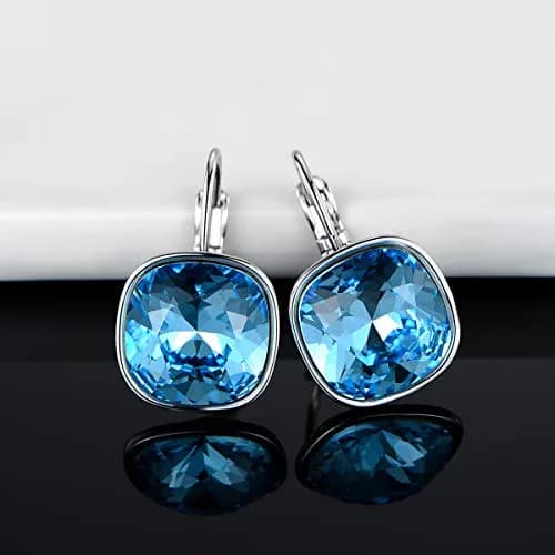 MDFUN Bella Drop Earrings Crystals 14mm (0.55 inch) | Hypoallergenic 18K White Gold Plated thumbnail 6