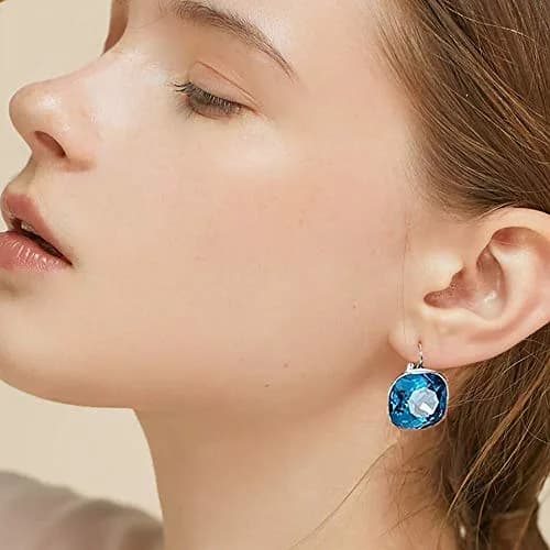 MDFUN Bella Drop Earrings Crystals 14mm (0.55 inch) | Hypoallergenic 18K White Gold Plated thumbnail 2