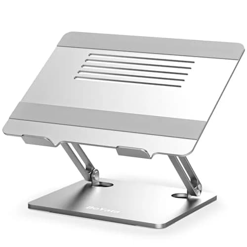 BoYata Adjustable Aluminum Laptop Stand for 15-Inch Laptops, Silver | Ergonomic Z-Type Design with Ventilation thumbnail 1