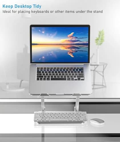 BoYata Adjustable Aluminum Laptop Stand for 15-Inch Laptops, Silver | Ergonomic Z-Type Design with Ventilation thumbnail 3