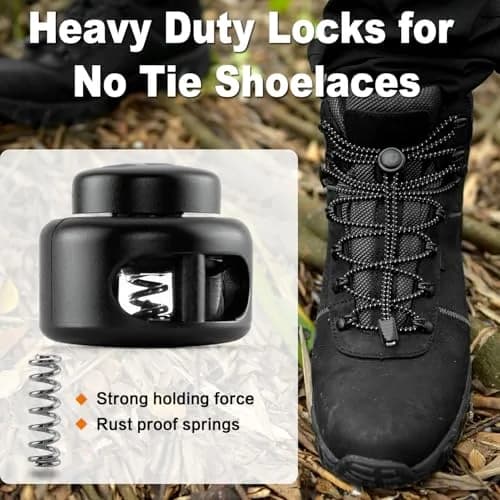RJ-Sport Grey Shoelace - Premium Cord Locks for Kids & Adults, 1 Size thumbnail 4