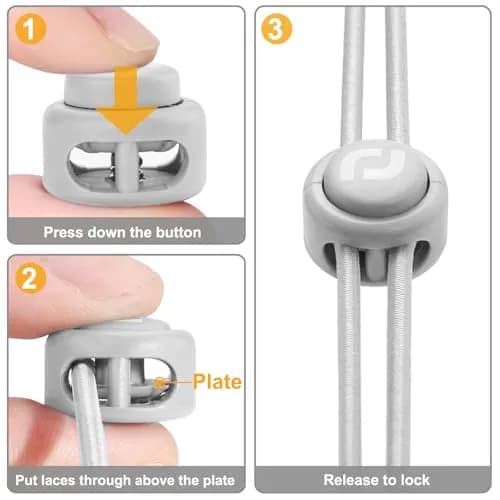 RJ-Sport Grey Shoelace - Premium Cord Locks for Kids & Adults, 1 Size thumbnail 7