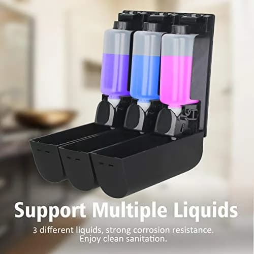 AUMIO Black 3 Chamber Shower Soap Dispenser Set | 350ml Each, Wall Mounted, No Drill thumbnail 4