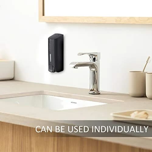 AUMIO Black 3 Chamber Shower Soap Dispenser Set | 350ml Each, Wall Mounted, No Drill thumbnail 6