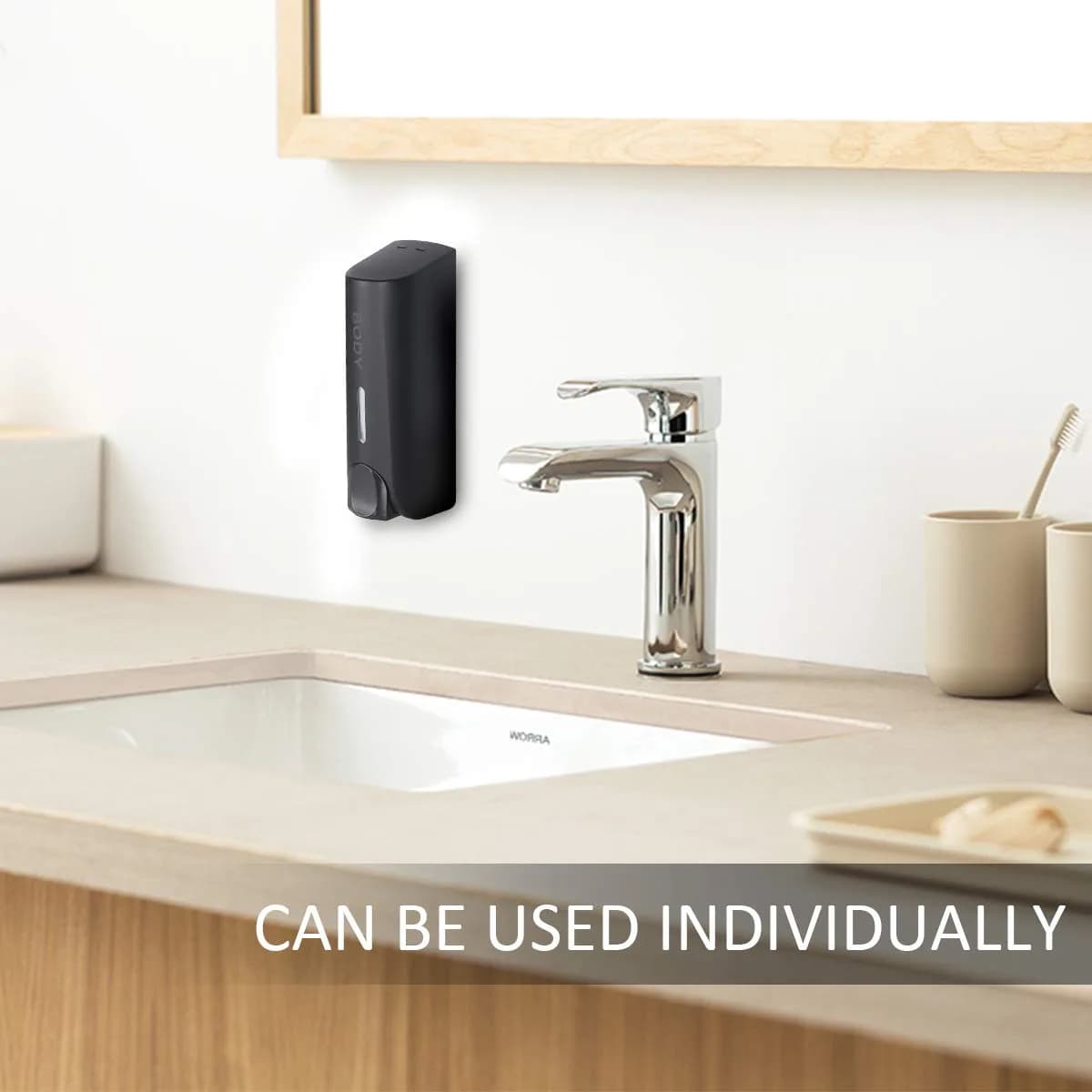 AUMIO Black 3 Chamber Shower Soap Dispenser Set | 350ml Each, Wall Mounted, No Drill - view 6
