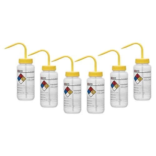 EISCO 6PK Wash Bottle 500ml Wide Mouth Self Venting Low Density Polyethylene | Chemical & Safety Labelled thumbnail 1