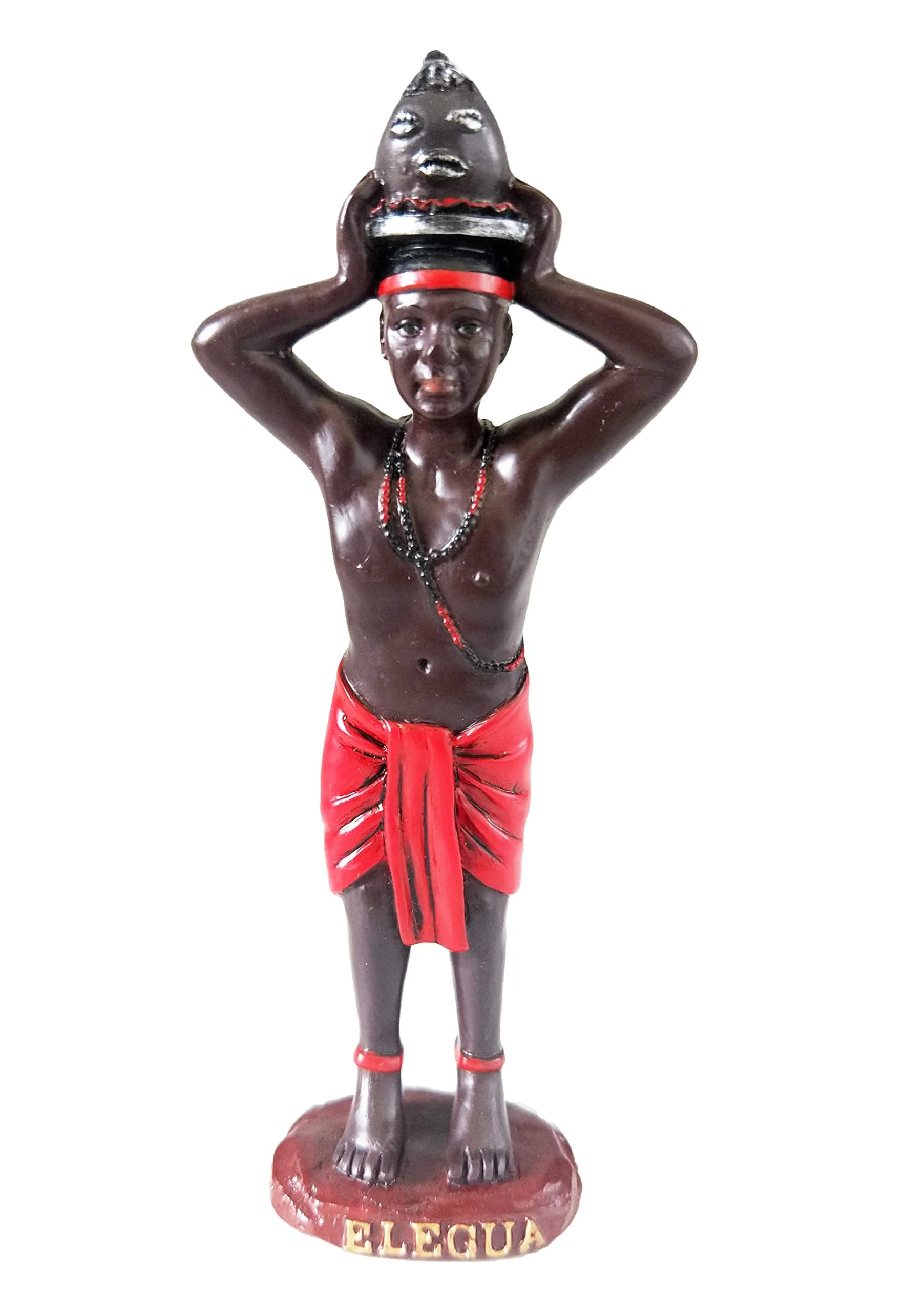 Anne's Boutique Santeria Elegua Statue - Religious Figurine 5 Inches | Handmade Resin Decor — Red, Black