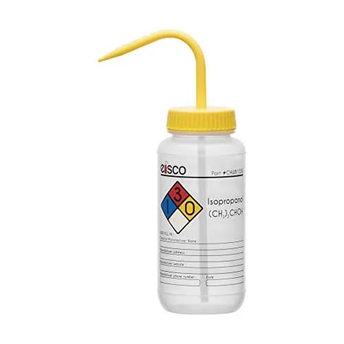 EISCO Isopropanol Wash Bottle 500ml (16.9 oz) with Color-Coded Safety Labels | GHS Compliant Lab Squeeze Bottle thumbnail 1