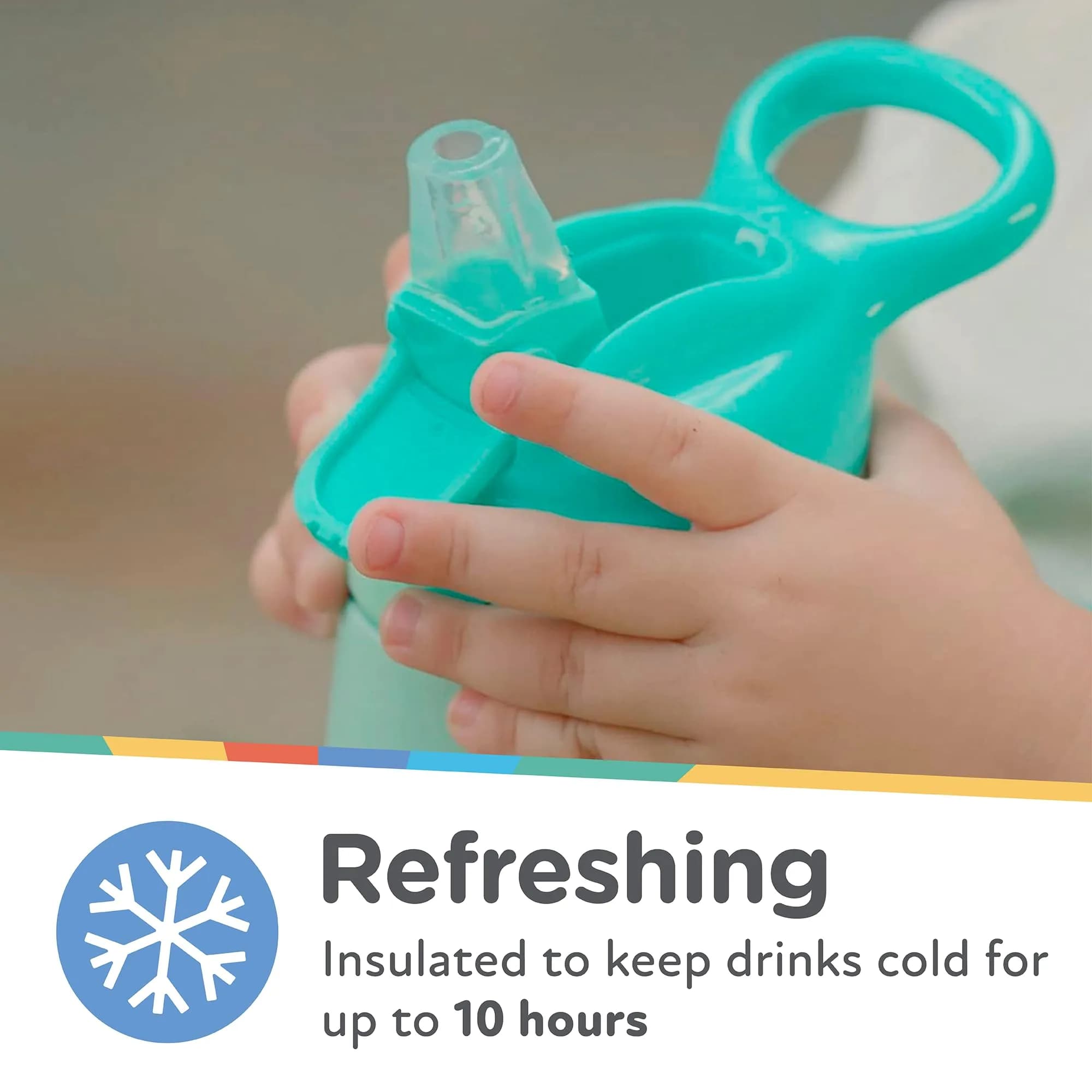 Nuby Thirsty Kids No Spill Flip-It Reflex Stainless Steel Travel Cup 300ml (10.1 Oz) | Insulated for 10 Hours - view 6