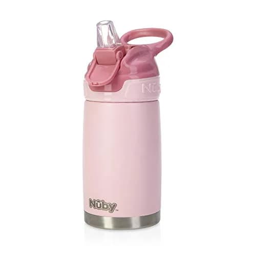 Nuby Thirsty Kids No-Spill Flip-It Reflex Stainless Steel Travel Cup 300ml (10.1 oz) | Spill-Proof Sippy Cup for Toddlers 18+ Months thumbnail 1