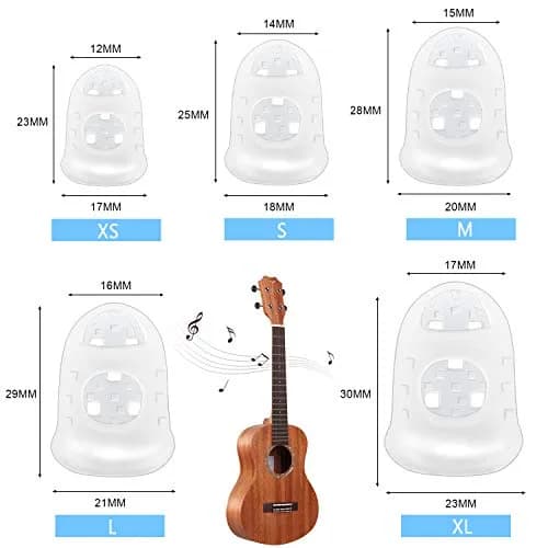 AUGSUN Silicone Guitar Fingertip Protectors & Celluloid Picks | 40 Protectors (5 Sizes) + 10 Picks thumbnail 2