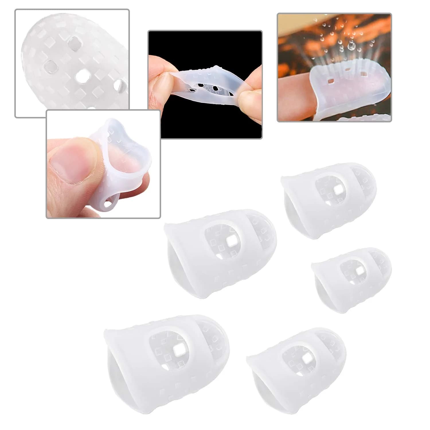 AUGSUN Silicone Guitar Fingertip Protectors & Celluloid Picks | 40 Protectors (5 Sizes) + 10 Picks - view 4
