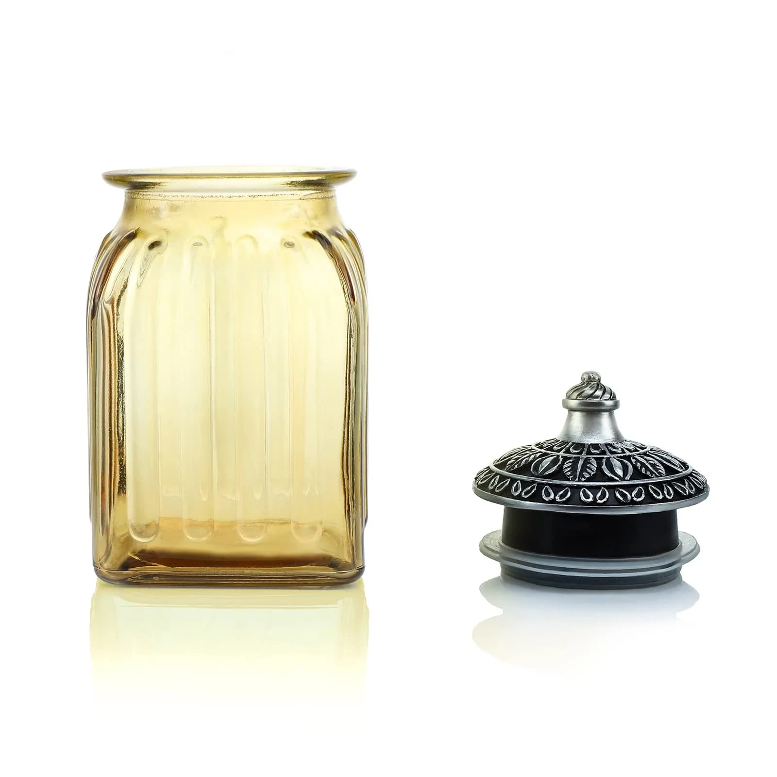 SOCOSY Vintage Crystal Glass Candy Jar with Lid 24 oz | Elegant Kitchen Storage & Wedding Gift — 30 oz