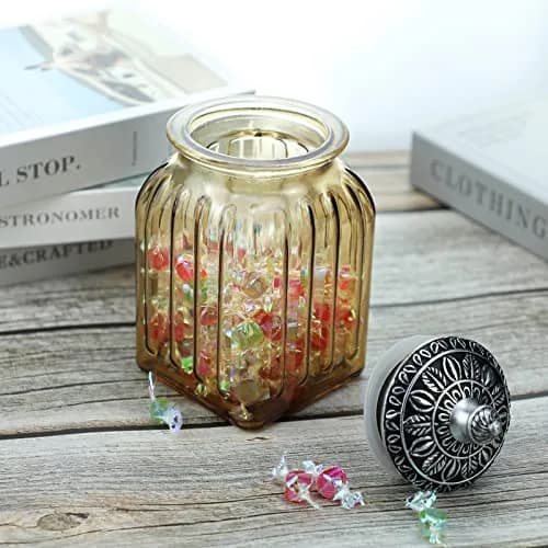 SOCOSY Vintage Crystal Glass Candy Jar with Lid 30 oz | Elegant Kitchen Storage & Wedding Gift thumbnail 4