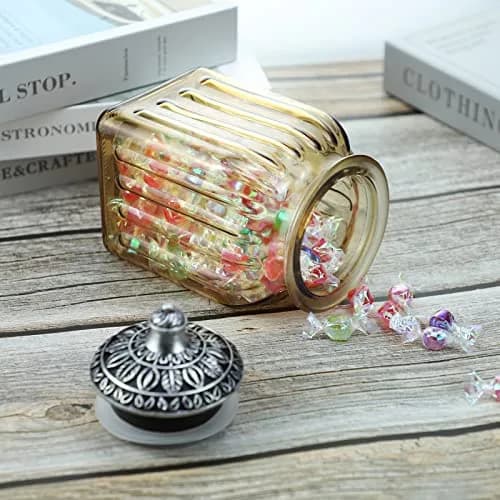 SOCOSY Vintage Crystal Glass Candy Jar with Lid 30 oz | Elegant Kitchen Storage & Wedding Gift thumbnail 5