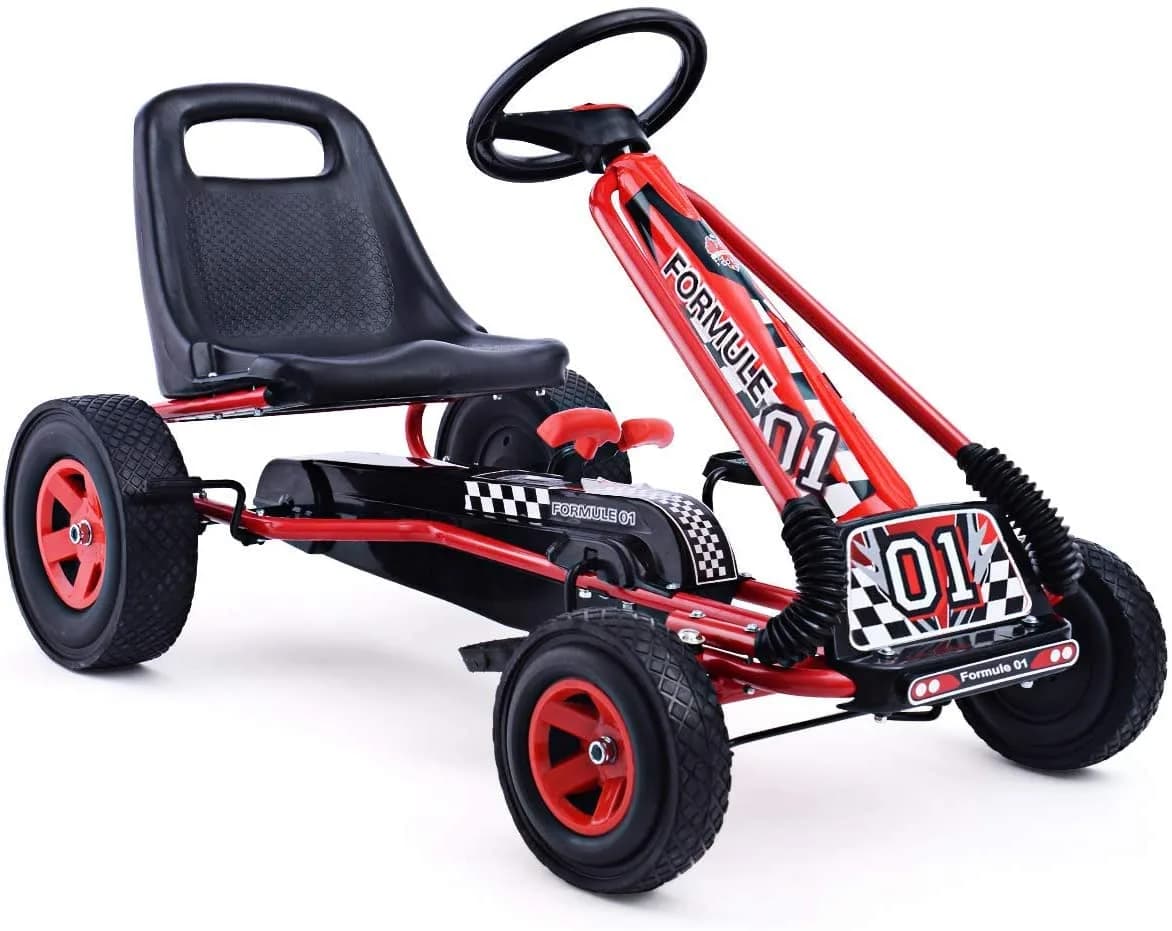 HONEY JOY Go Kart for Kids 4 Wheel Off-Road Pedal Ride On | Adjustable Seat & Safety - main product image