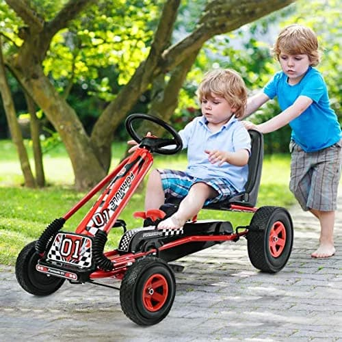 HONEY JOY Go Kart for Kids 4 Wheel Off-Road Pedal Ride On | Adjustable Seat & Safety thumbnail 8