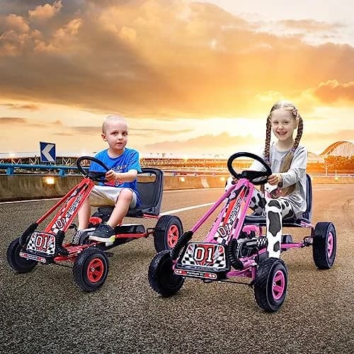 HONEY JOY Go Kart for Kids 4 Wheel Off-Road Pedal Ride On | Adjustable Seat & Safety thumbnail 2