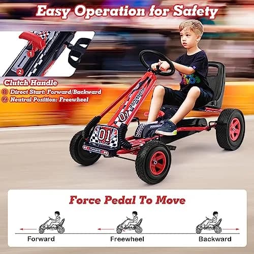 HONEY JOY Go Kart for Kids 4 Wheel Off-Road Pedal Ride On | Adjustable Seat & Safety thumbnail 3