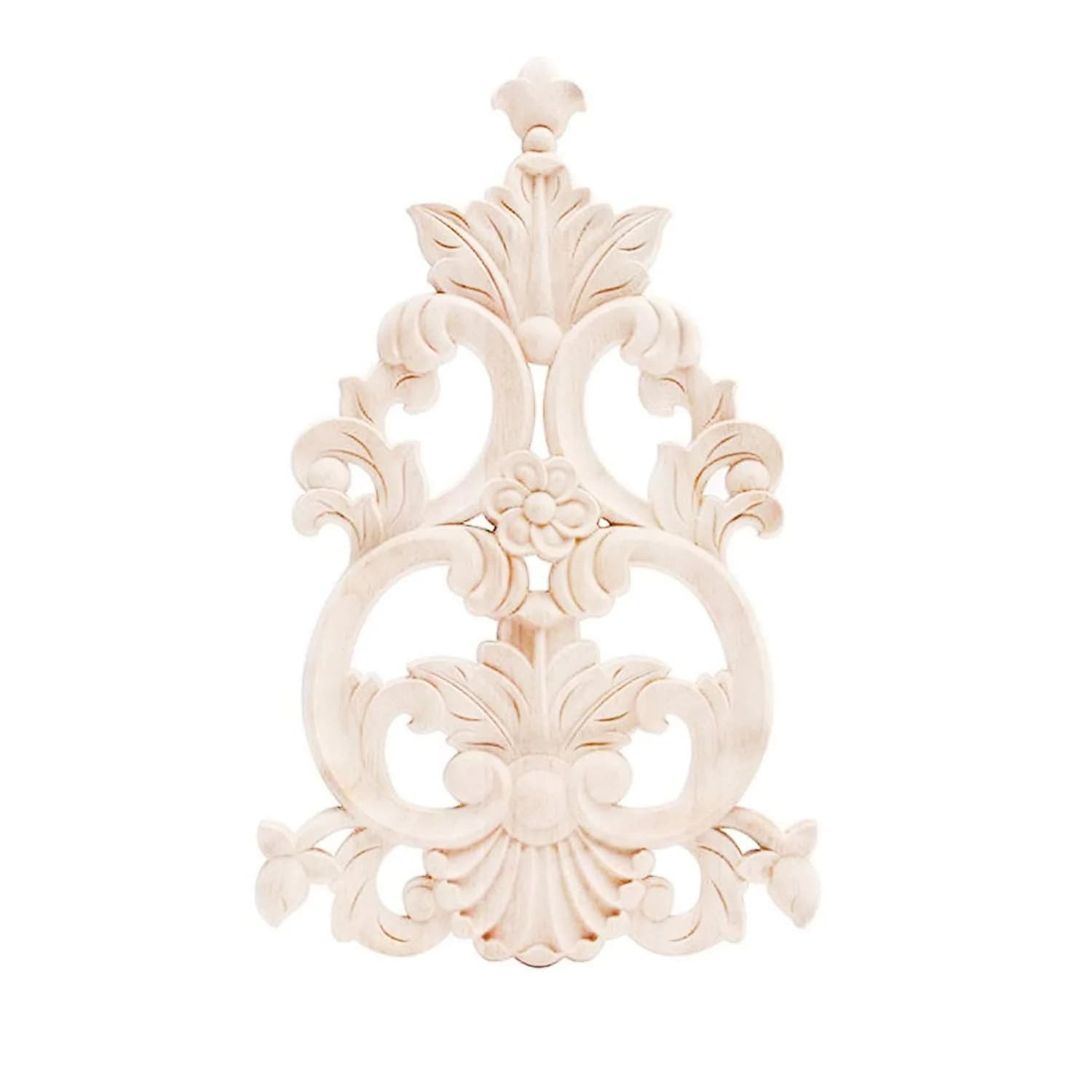 Beoot Unpainted Wood Carved Corner Furniture Onlay Applique 30x19cm (11.81x7.48inch) | European Style Floral Wood Carving — Color5