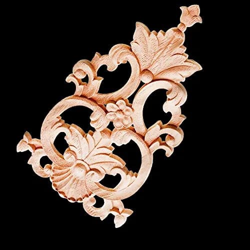 Beoot Unpainted Wood Carved Corner Furniture Onlay Applique 30x19cm (11.81x7.48inch) | European Style Floral Wood Carving thumbnail 3