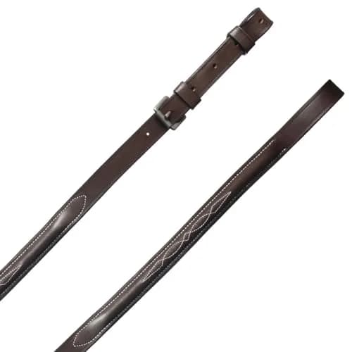 Henri de Rivel Pro Raised Fancy Stitched Standing Martingale Attachment - Havana - Oversize | Traditional Leather with White Stitching thumbnail 2