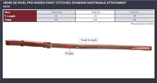 Henri de Rivel Pro Raised Fancy Stitched Standing Martingale Attachment - Havana - Oversize | Traditional Leather with White Stitching thumbnail 3