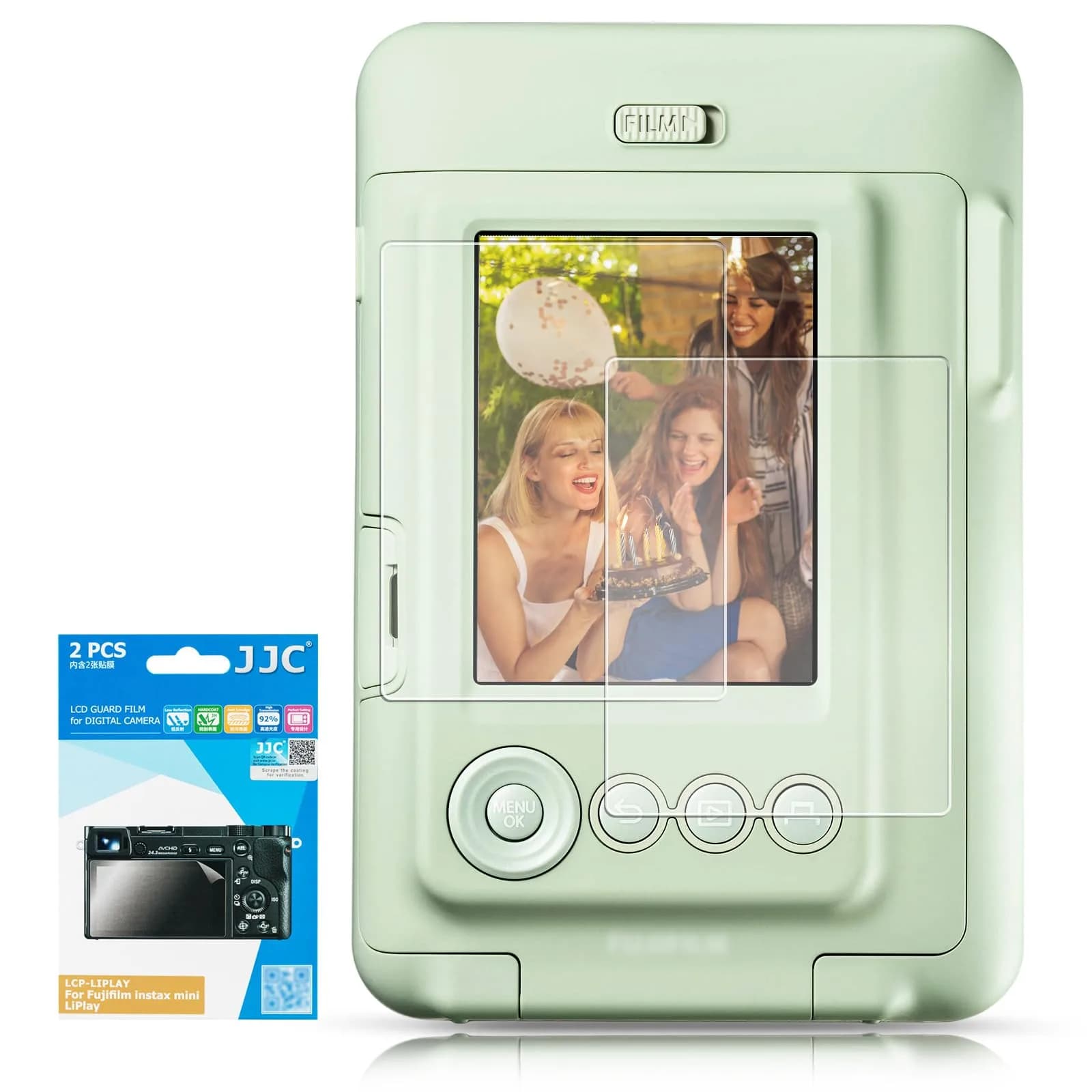 JJC 2 Pack PET Film Screen Protector for Fujifilm Instax Mini Liplay | Anti-Fingerprint & Scratch-Resistant - main product image