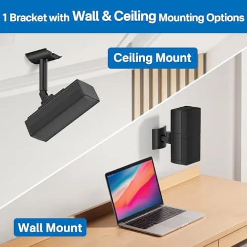tiebutie Black Speaker Mount for Bose UB-20 Series II Speakers | Wall & Ceiling Mount with 60° Tilt & 180° Swivel thumbnail 4