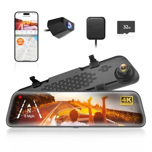 WOLFBOX G840S 12" 4K Mirror Dash Cam with GPS & 32GB Card | Night Vision, Dual Recording, Parking Monitor thumbnail 1