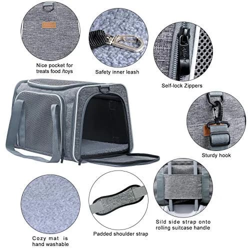 Akinerri Cat Carrier - Portable Foldable Dog Pet Carrier, Soft-Sided Pet Bag up to 15 Lbs | Airline Approved Travel thumbnail 4