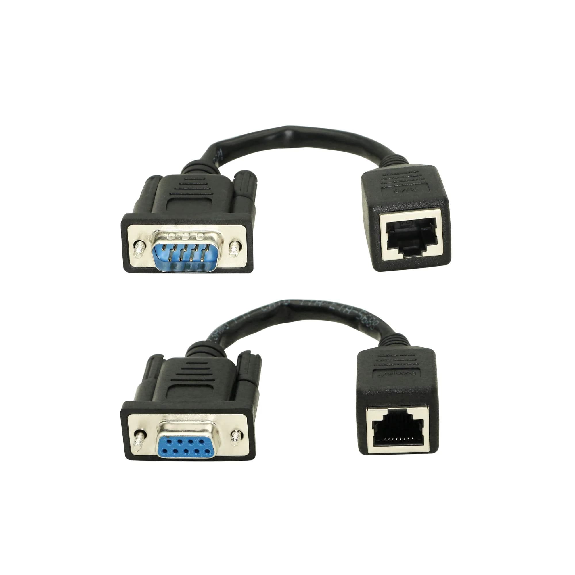 XMSJSIY DB9 RS232 to RJ45 Extender Adapter 2-Pack | Extends Serial Data Up to 100m - main product image