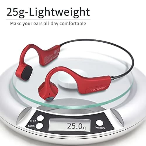YouthWhisper Bone Conduction Headphones Bluetooth - Open-Ear Red | 28g (0.99oz) thumbnail 5