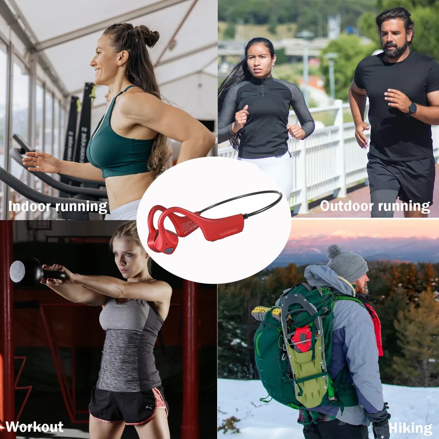 YouthWhisper Bone Conduction Headphones Bluetooth - Open-Ear Red | 28g (0.99oz) - view 8