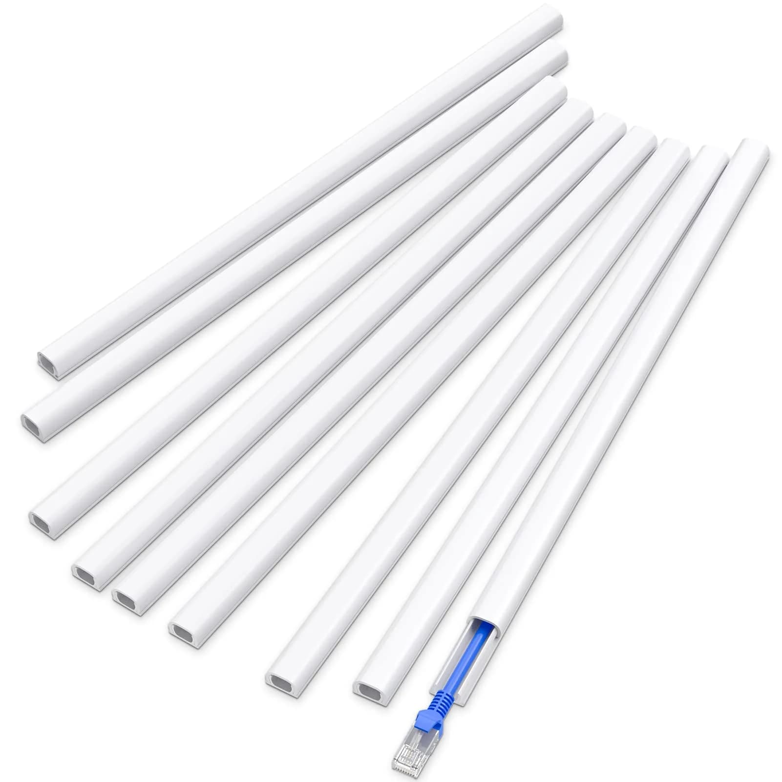 Delamu White Mini Cable Wire Hider for Wall - 128 inches Long - main product image