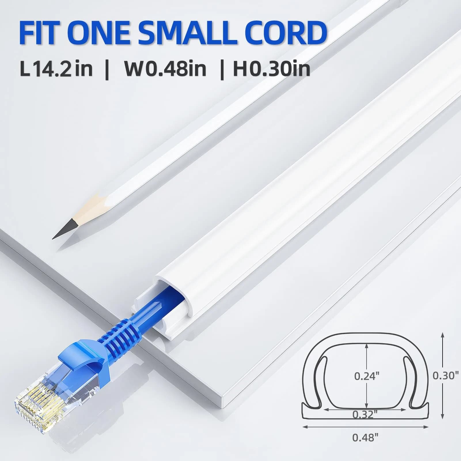 Delamu White Mini Cable Wire Hider for Wall - 128 inches Long - view 2