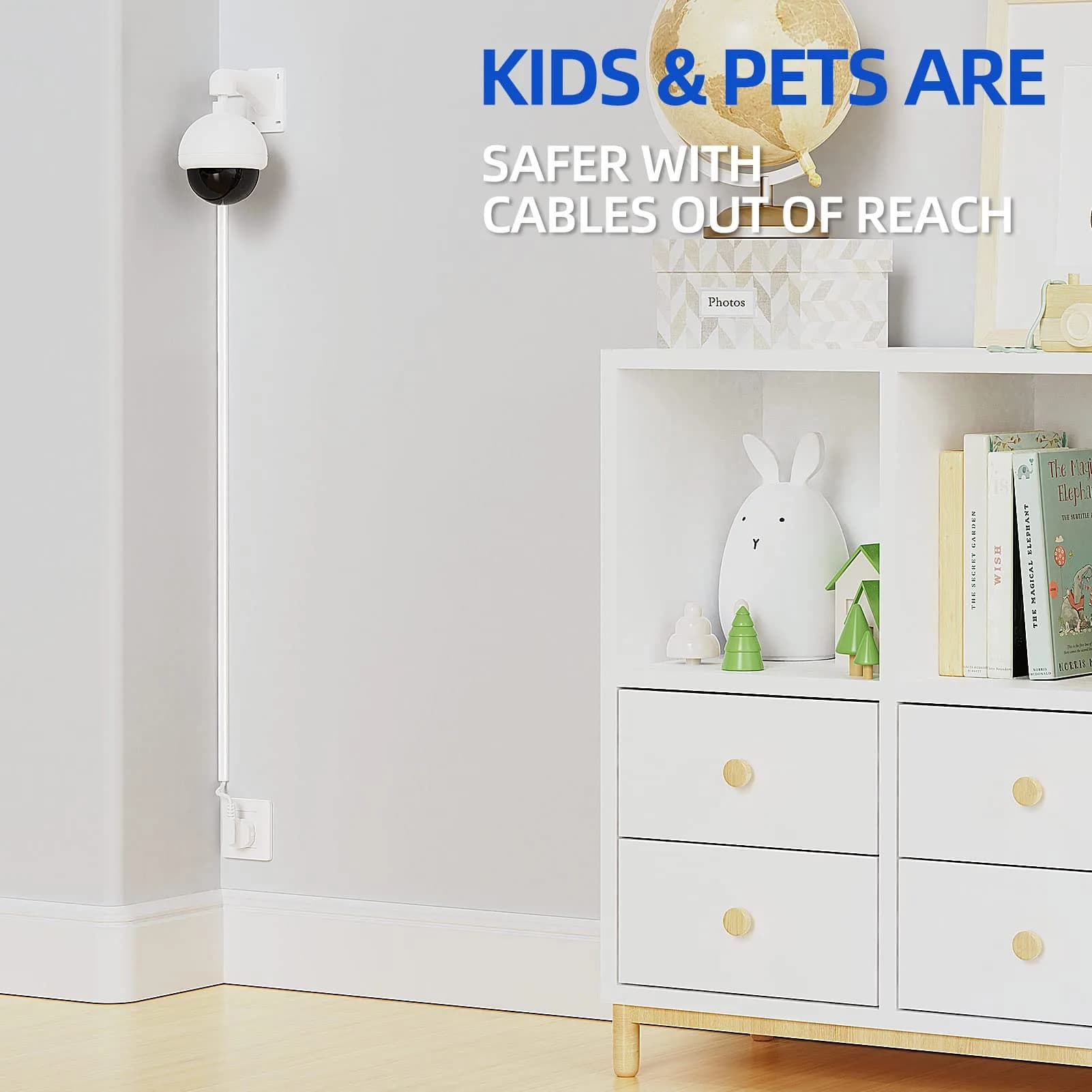 Delamu White Mini Cable Wire Hider for Wall - 128 inches Long - view 4