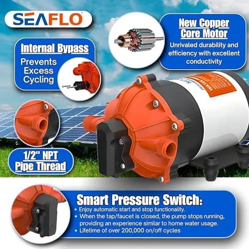 SEAFLO 53-Series DC Diaphragm Water Pump 7.0 GPM 60 PSI | Heavy-Duty, Self-Priming, 4-Year Warranty thumbnail 3