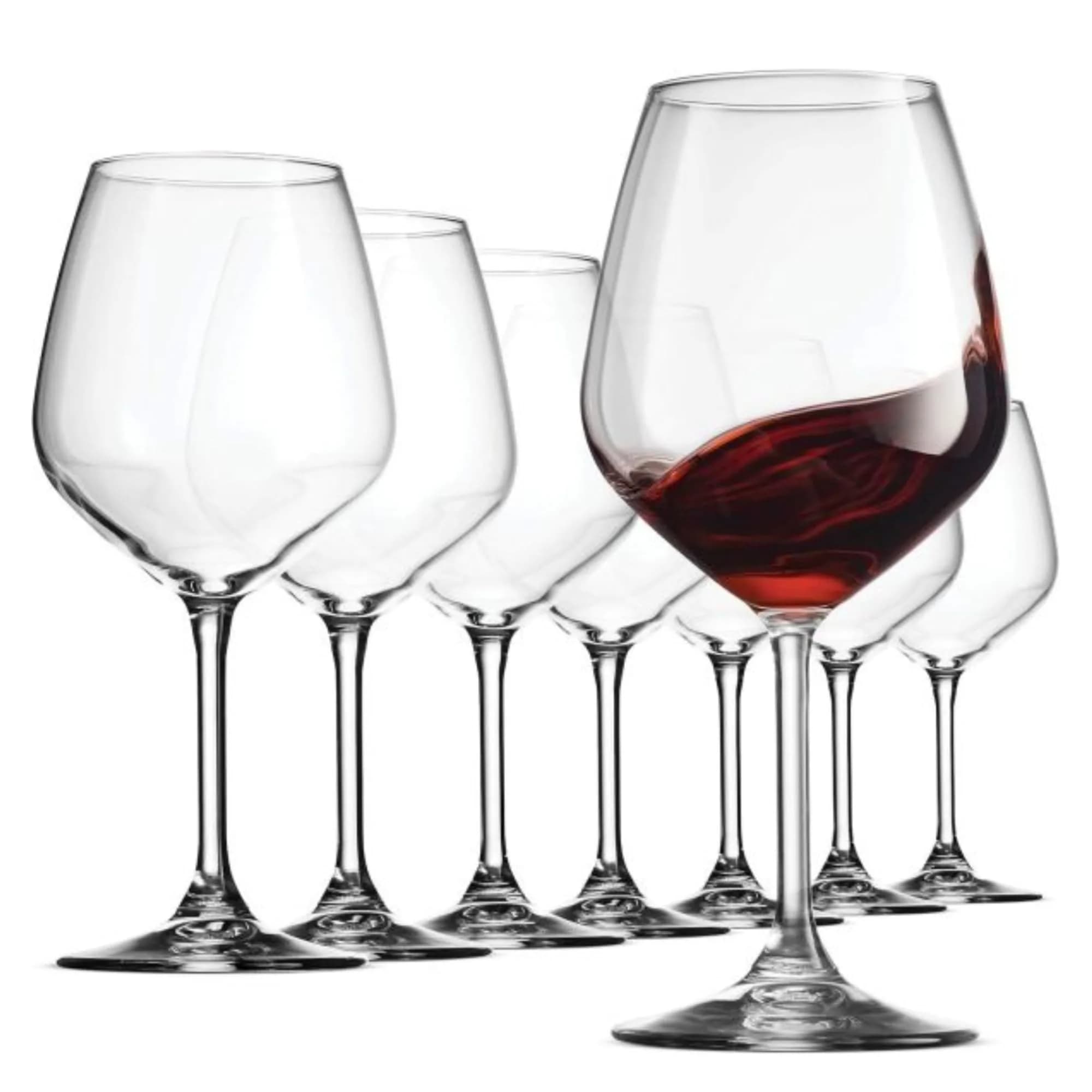 Bormioli Rocco 18oz Red Wine Glasses | Crystal Clear Star Glass, Laser Cut Rim, Elegant Party Drinkware — Minimalist